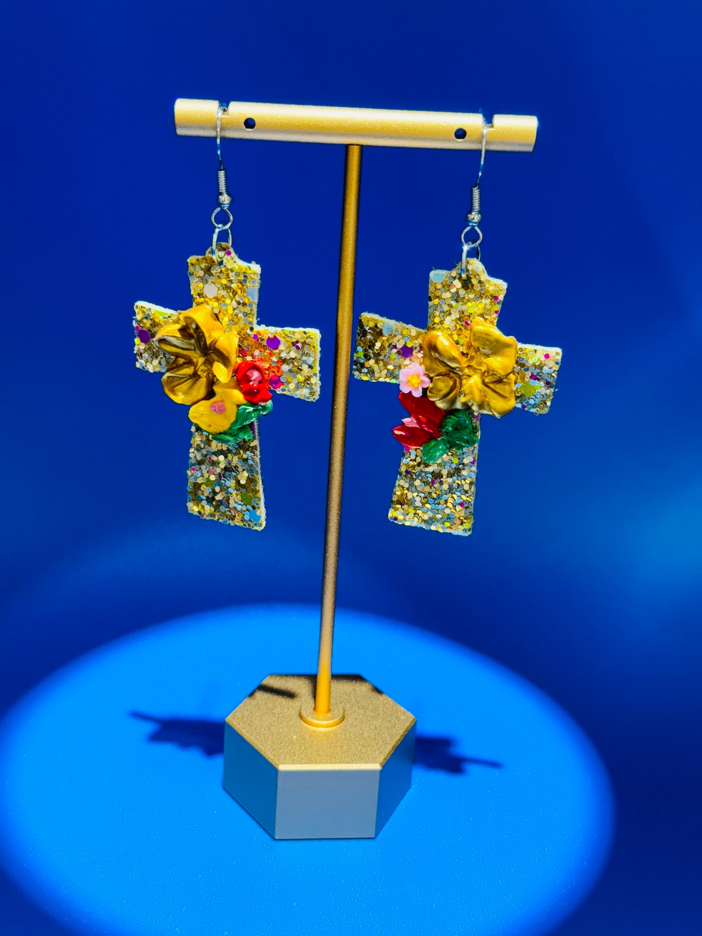 Earrings: Golden Cross