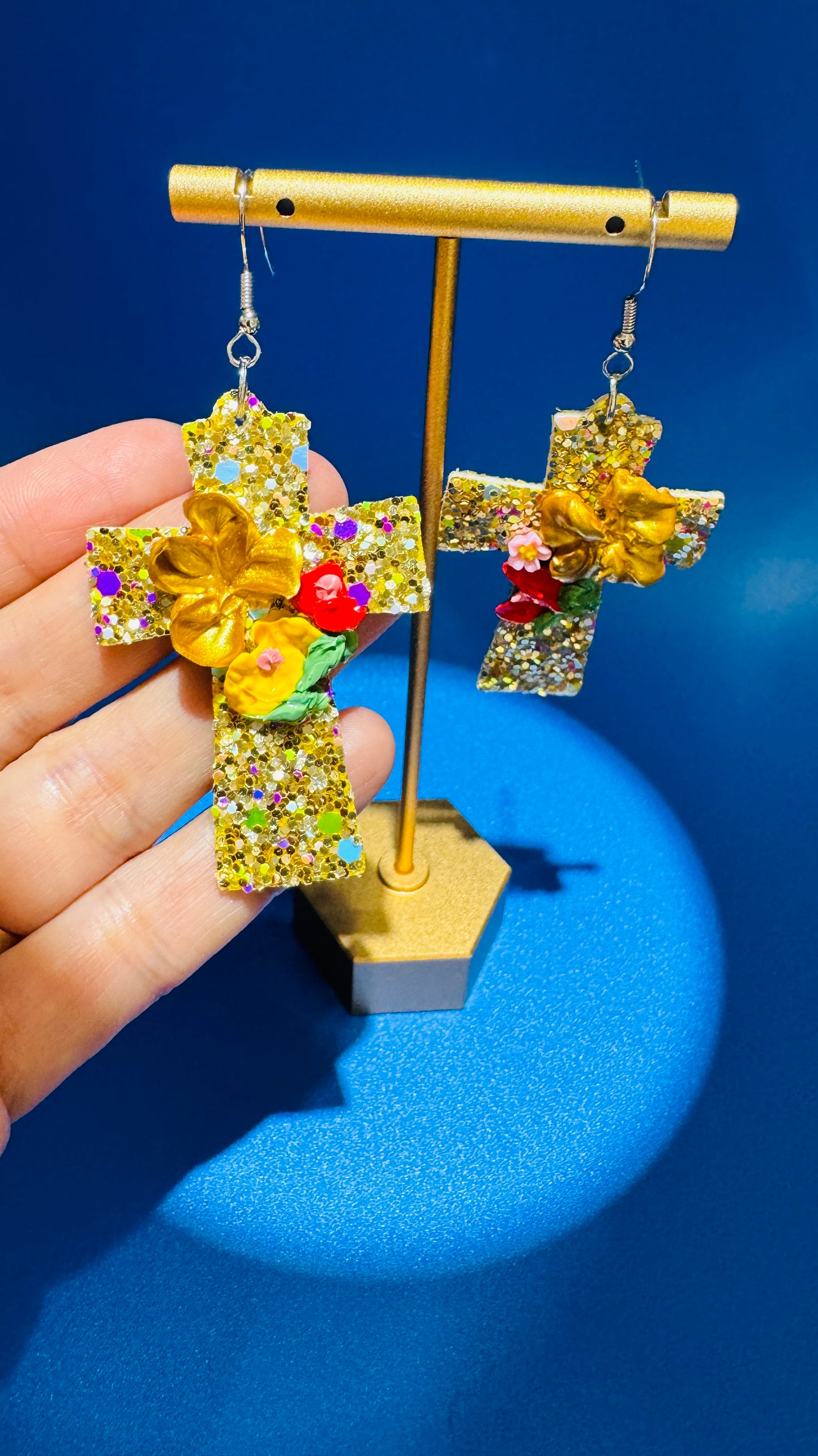 Earrings: Golden Cross