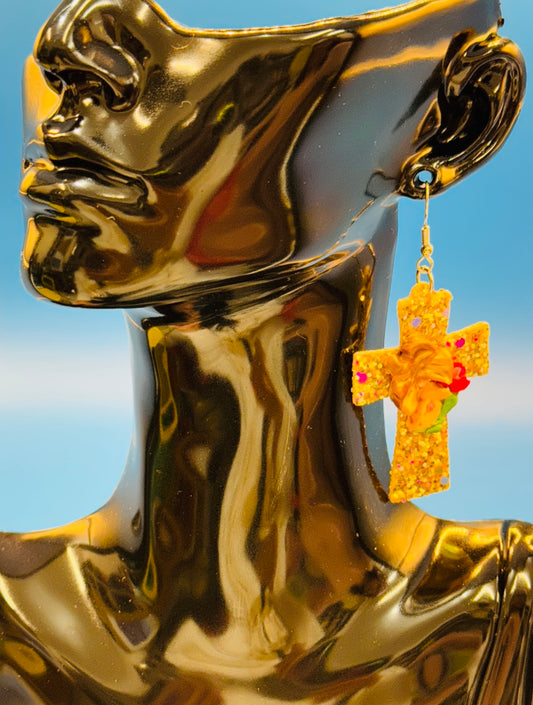 Earrings: Golden Cross